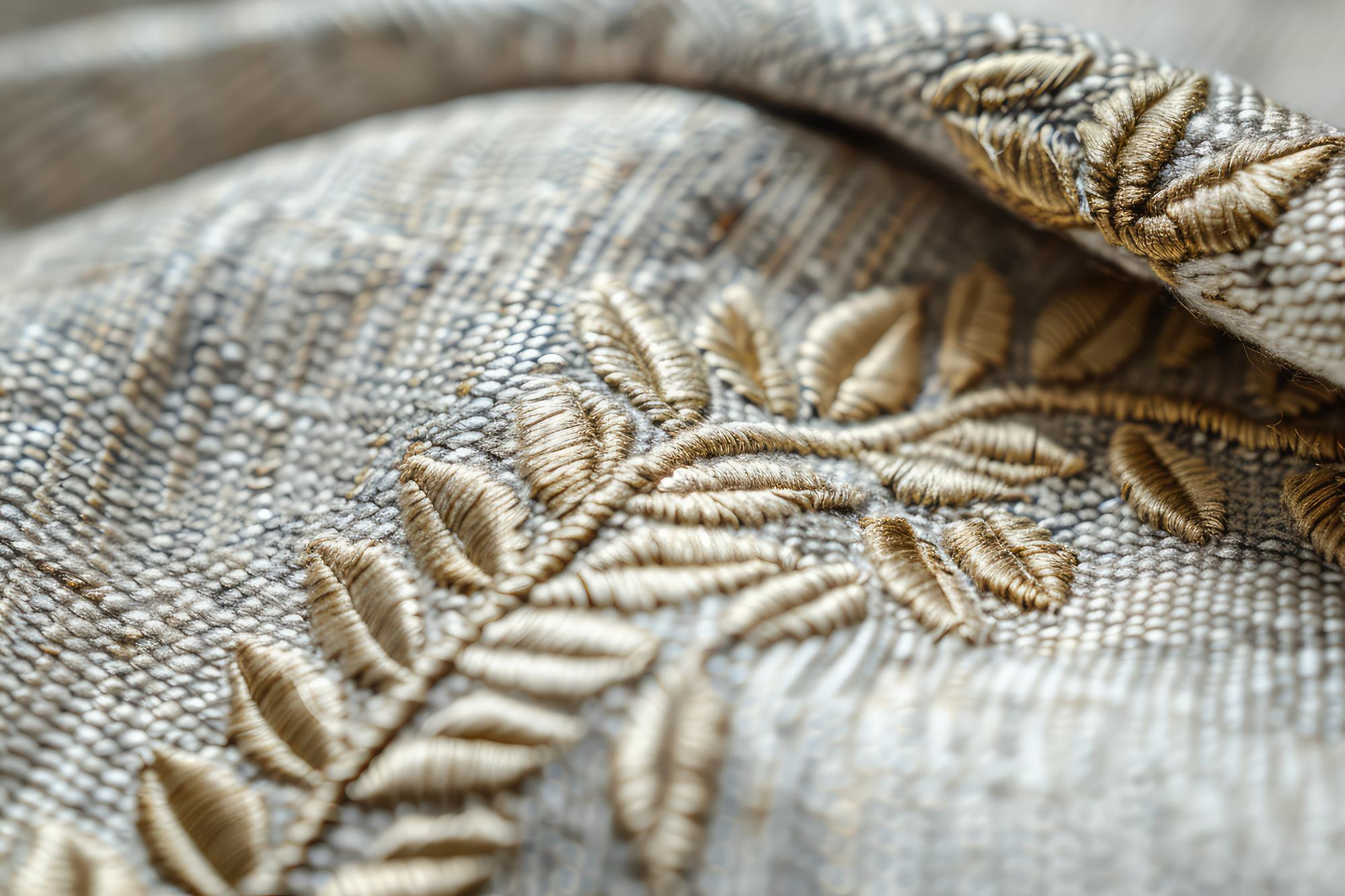 Texture detail of embroidered linen